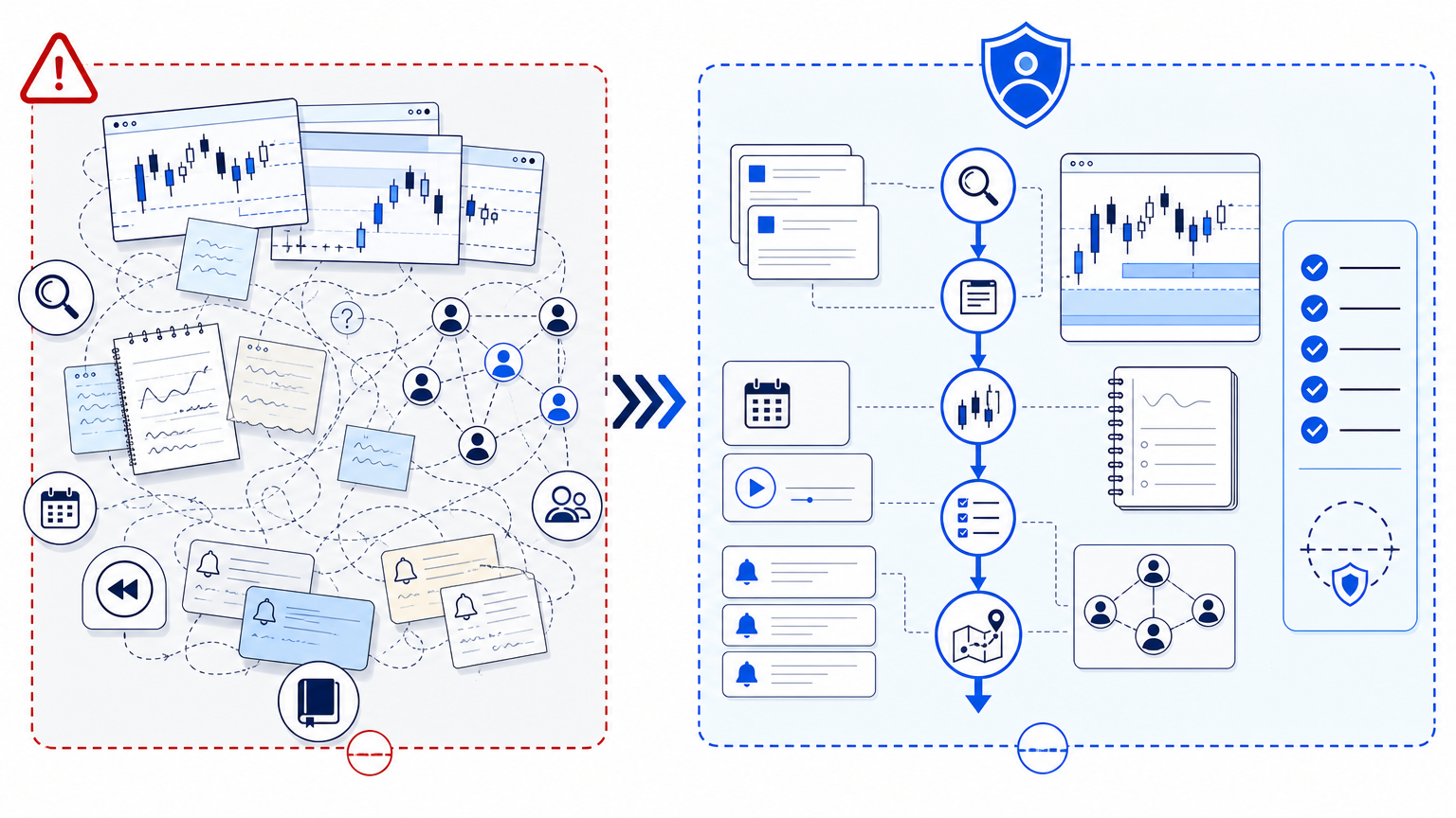 Community Accountability Without Groupthink: the trader problem map visual